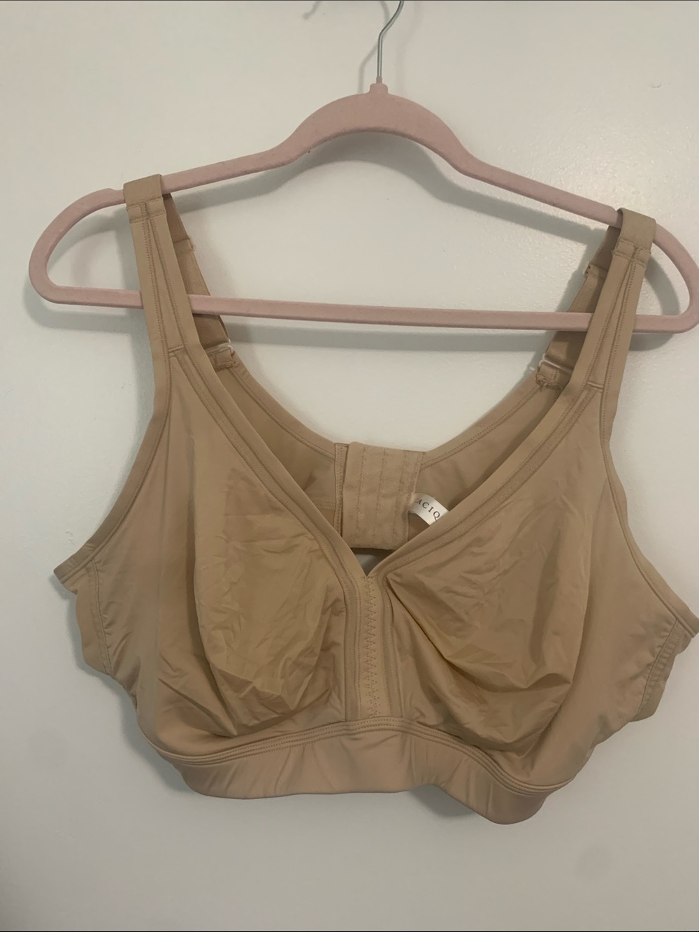 Cacique Beige Wireless Front-Closure Comfort Bra 46DD